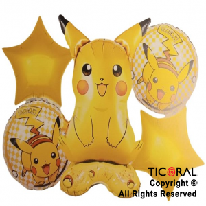 SET DE GLOBOS METALIZADO POKEMON 5 UNIDADES X 1